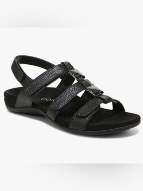 Vionic Amber Black Croco Adjustable Sandal